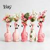 Artistic Floral Container Cute Resin Flamingo Decorative Vase, Pink Flower Holder Figurine, Animal Shape Vase Tabletop Ornament for Dried Artificial