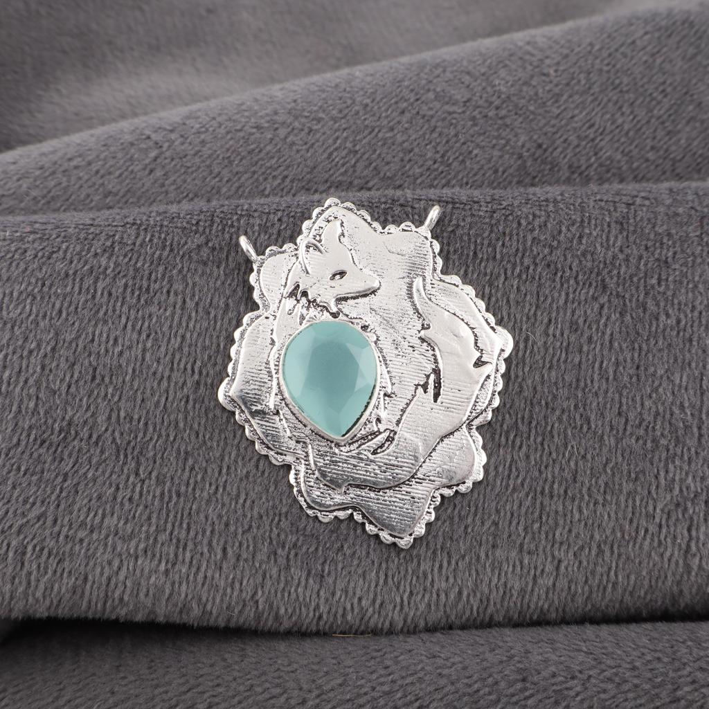 Aqua Chalcedony Silver Gemstone Jewelry, 925 Sterling Silver Pendant, Handmade Everyday Jewelry For Women