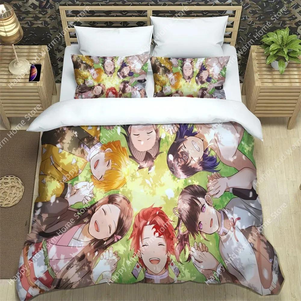 Comforter Demon Slayer Bedding Set Soft Bed Single/Double Japanese Manga Boys And Adolescents