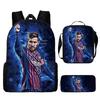 Sac à dos scolaire imprimé Messi pour étudiant Sac à dos Satchel C Luo pour Neymar Ensemble trois pièces