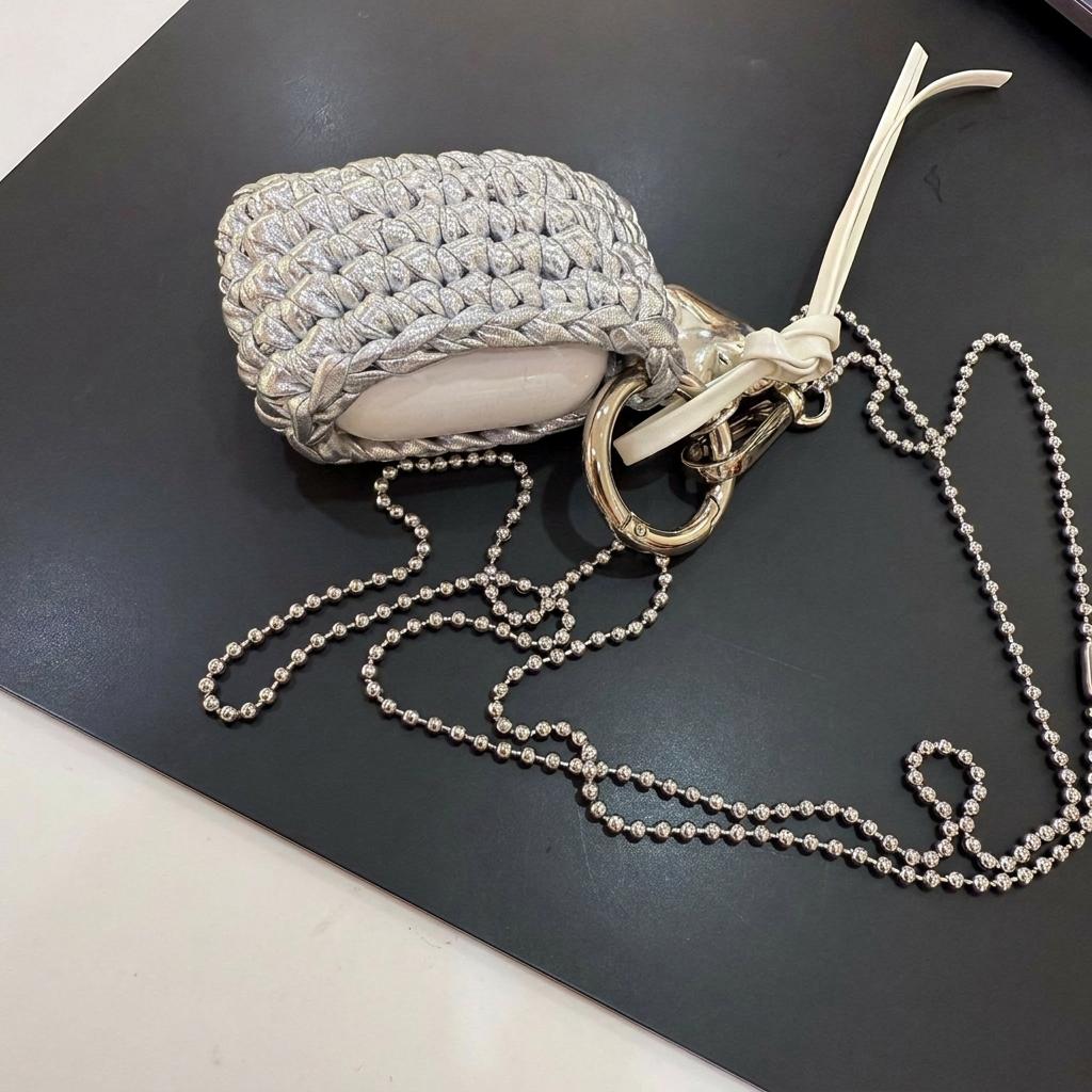 Neck Hanging Small Pouch Woven Wireless Earphone Bag Lipstick Storage Bag Mini Minimalist Coin Pouch For Dating Street Casual