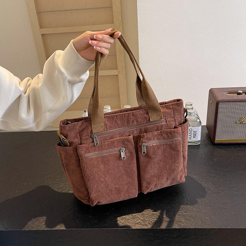 

Creative Corduroy Crossbody Bag for Women Shoulder Bags Casual Satchel Purse for Office School and Everyday коричневий