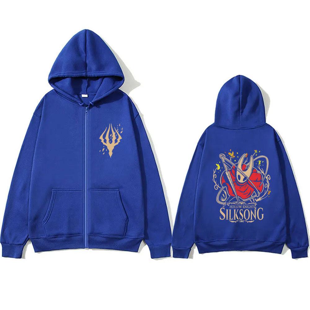 Game Hollow Knight Graphic Zipper Hoodie Men Women Unisex Vintage Casual Oversized Zip Up Sweatshirt Unsiex Fashion Fleece Jacket Coat
