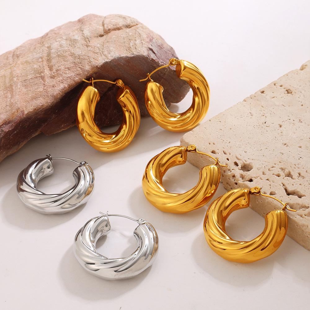 European & American Retro U-Shaped Geometric Spiral Ear Cuff Earrings