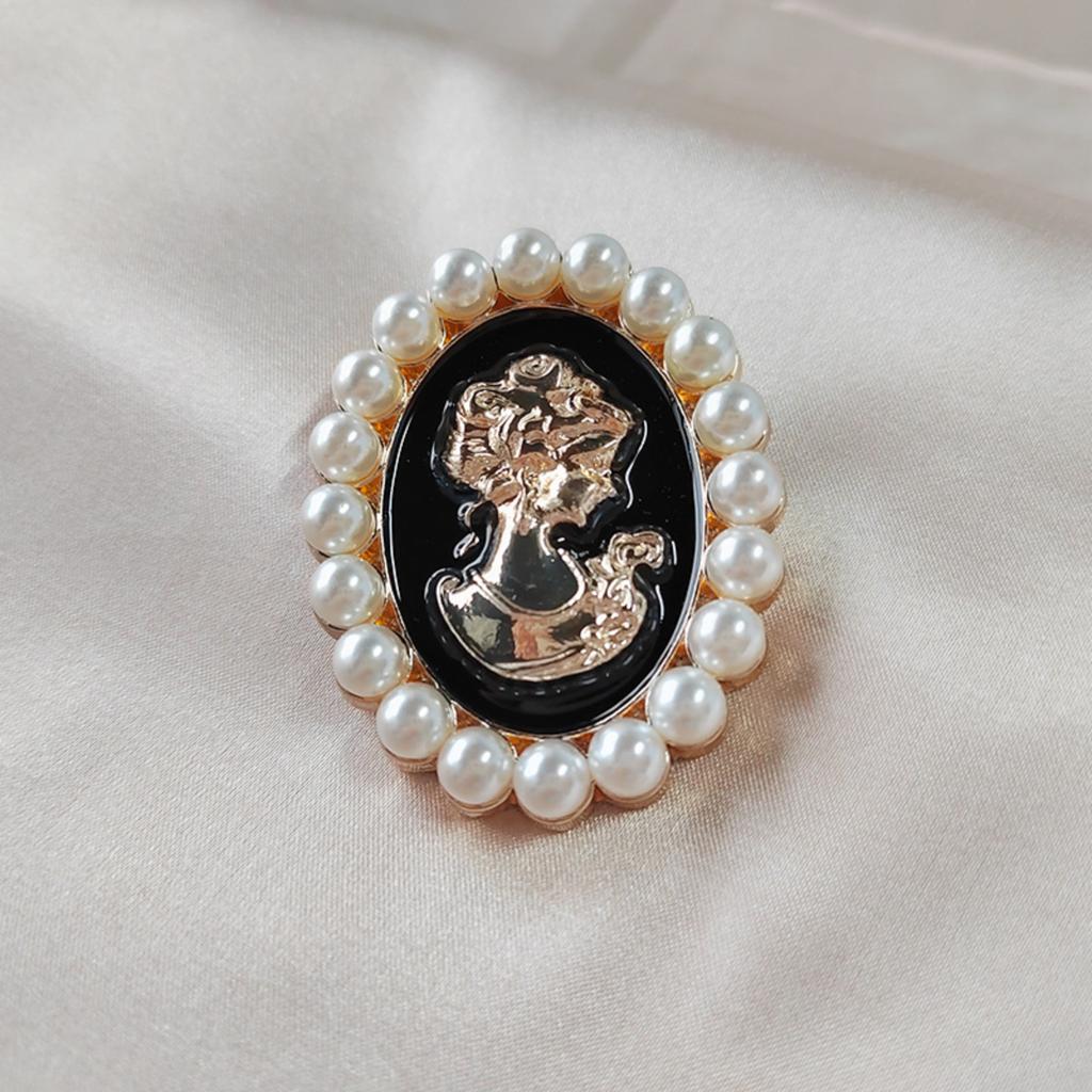 Vintage Elegant Lady Beauty With Crystal Brooch Pin