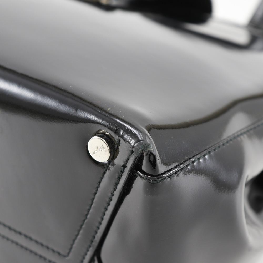 Salvatore Ferragamo Vala Handbag Black Patent Leather Women Used