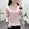 Women's Slim Fit Long-Sleeve Turtleneck In Solid Pink – Elegant Commuting Tee