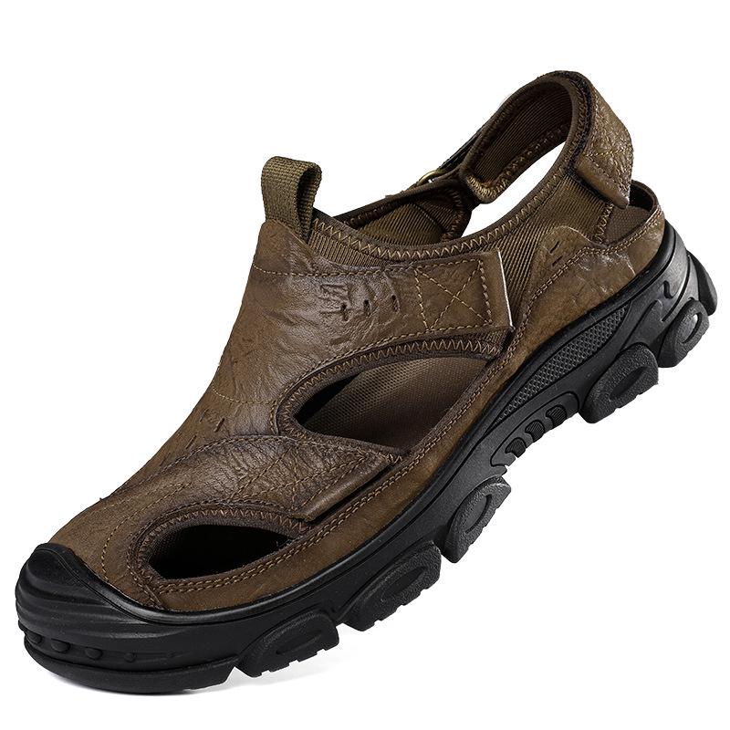 Men s 2022 Summer Lightweight Breathable Outdoor Casual Closed-Toe Beach Sandals 38 хаки