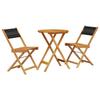 VidaXL Ensemble de bistro 3 pcs noir polypropylène et bois massif, ensemble de bistro de jardin, ensemble de balcon, 3281745