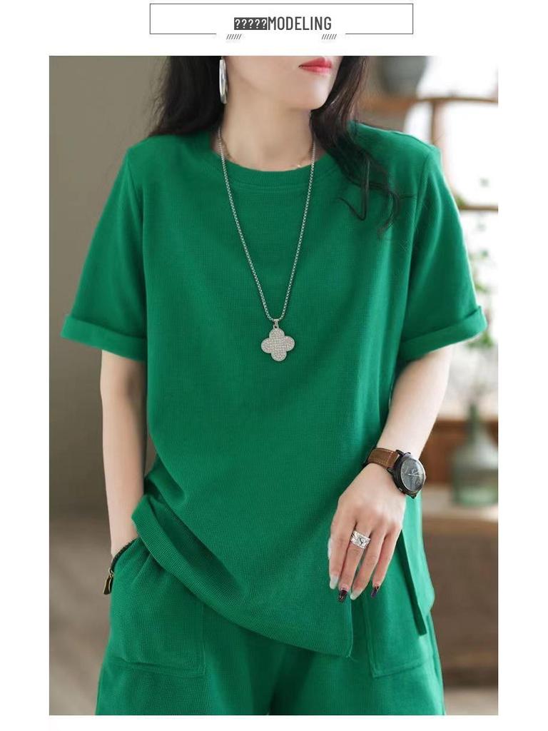 Damen Retro Freizeitshorts & T-Shirt Set - Sommer 2025 Modetrend