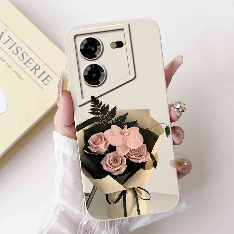 Protective Casing For Tecno Pova 5 Pro 5G 6.78" Fashion Girl Flower Love Soft Silicone Cover For Tecno Pova 5Pro 5G Shell Bumper