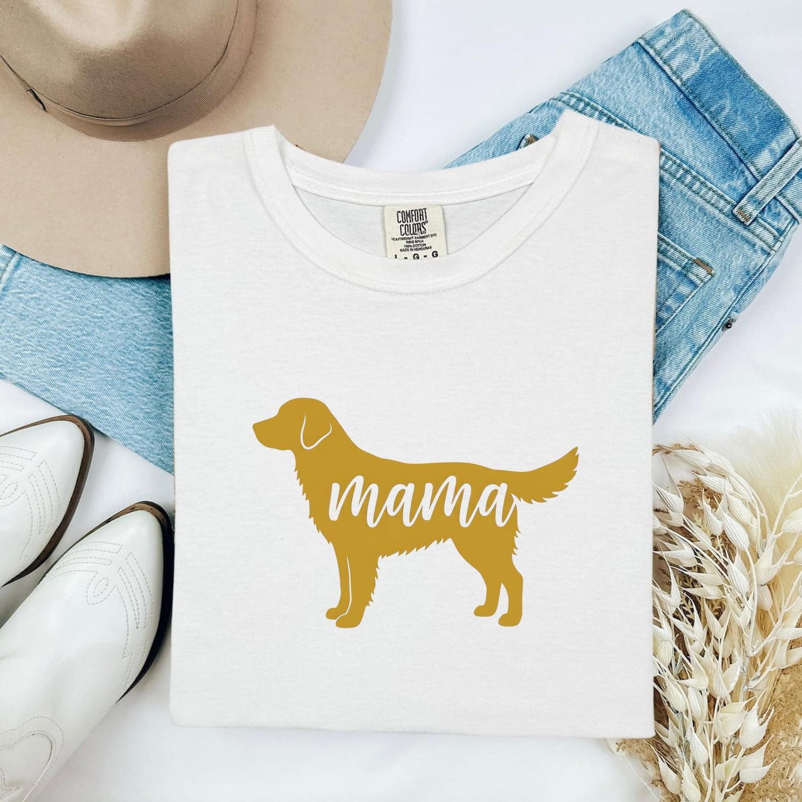 Golden Retriever Shirt Dog Family Gift Women Silhouette Tee Retriever T-Shirt Dog Fan Silhouette Tshirt Household Graphic Minimalist Pet L
