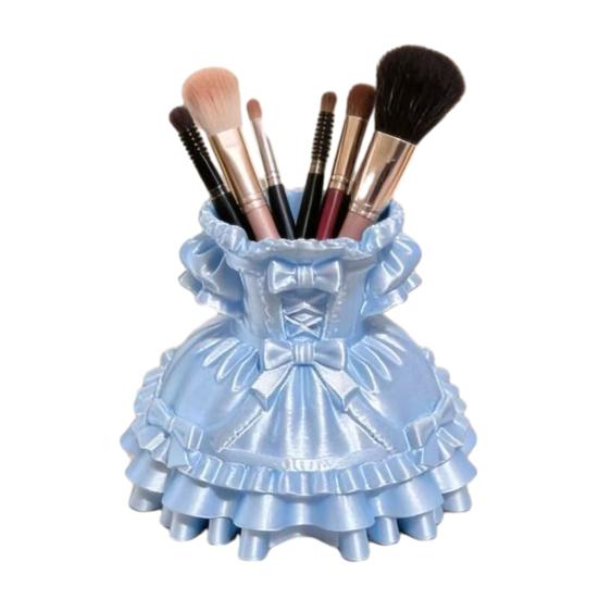 3D Printed Dress Shape Pen Holder, Cute Desk Organizer for Makeup Brushes Stationery, Creative Home Office Decor