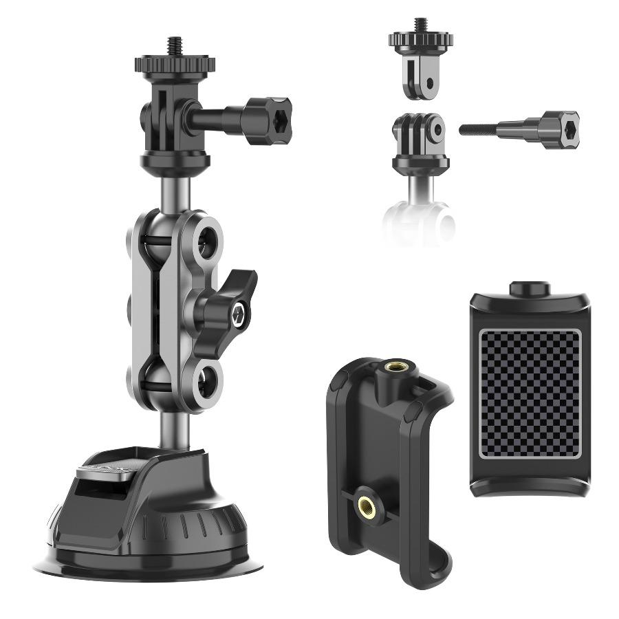 360-Degree Rotation Car Suction Mount - Stable Base for Insta360 ONE & Panoramic Action Cameras