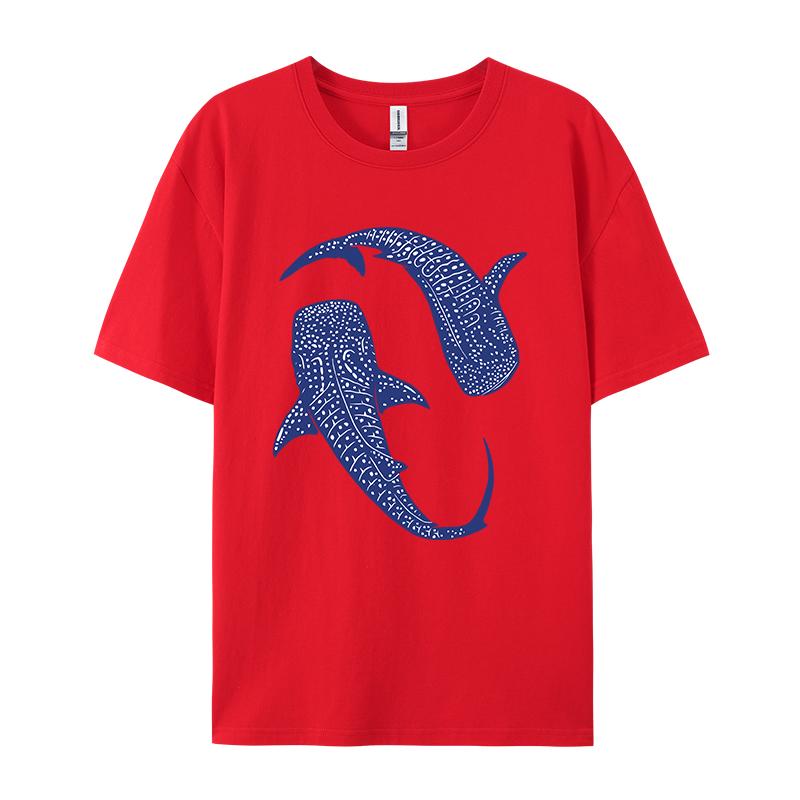

Blue Whale Shark Simple Printing TShirts Women Summer Cotton Tops Comfortable ONeck Oversized T Shirt Casual Womans Clothes S