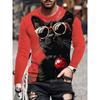 Spring and Autumn Round Neck Animal Pattern 3D Printed Top Fashionable Casual Long Sleeved Men's T-shirts