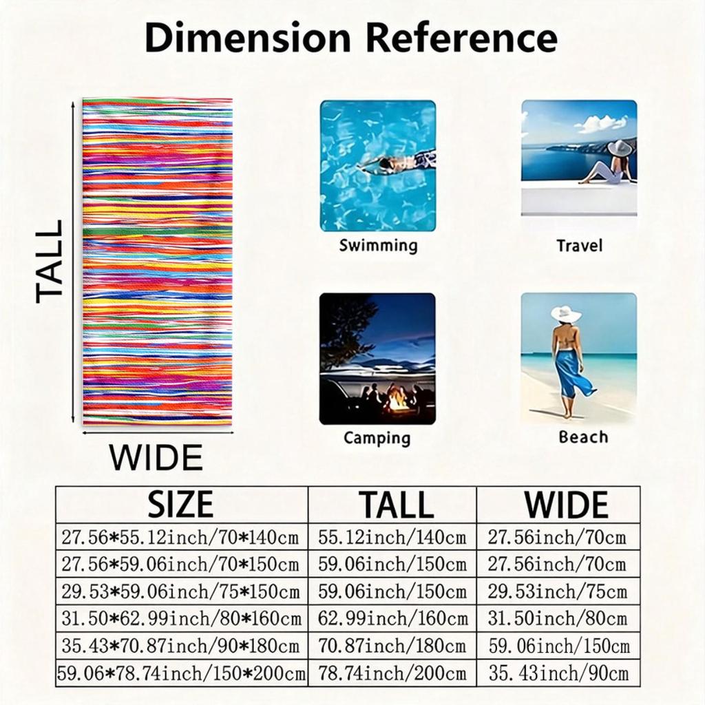 1pc Colorful Stripe Beach Towel Rainbow Pattern Abstract Design Quick Dry Soft Microfiber Bath Towel For Men Women Summer Beach