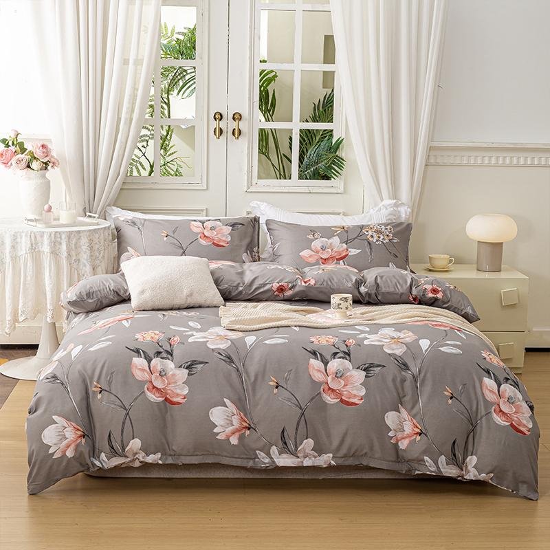 3pcs/set Leaf Floral Pattern Duvet Cover Set(1 Duvet Cover & 2 PillowcaseSoft And Skin-Friendly Duvet Cover Bedding Set For