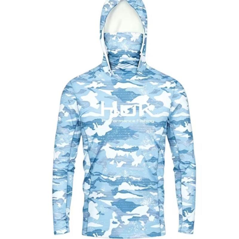 Men's Hooded Fishing Jacket with a Mask, Breathable Sportswear, Outdoor Activity Long-sleeved Fisherman's Outfit