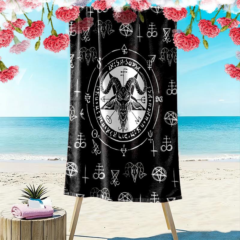 Satan-Print Strandtuch, Großes Weiches Schnelltrocknendes Handtuch für Strand Camping Schwimmen
