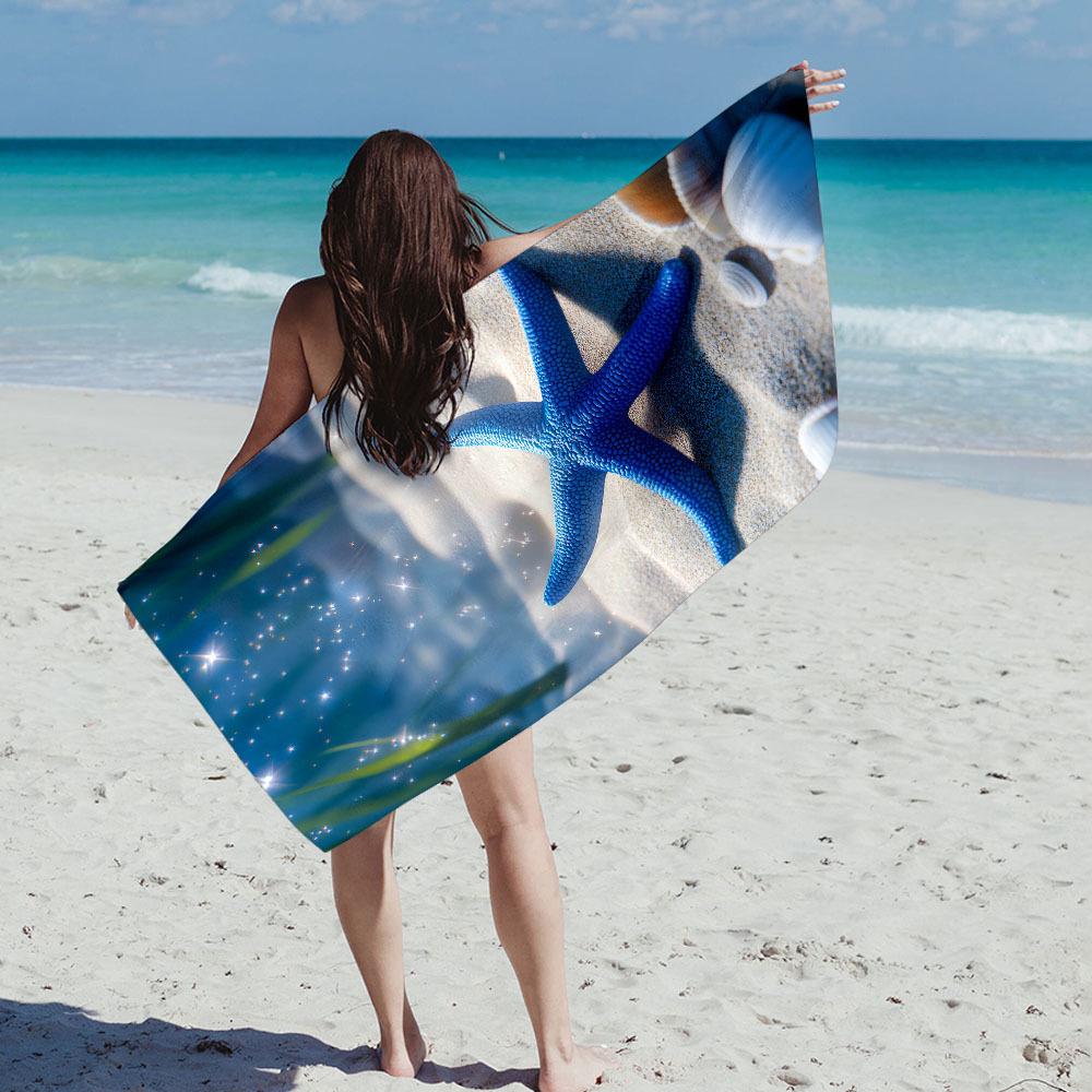 1 Asciugamano da Spiaggia in Microfibra ad Asciugatura Rapida con Design a Stella Marina - Morbido, Leggero e Perfetto per le Uscite in Spiaggia