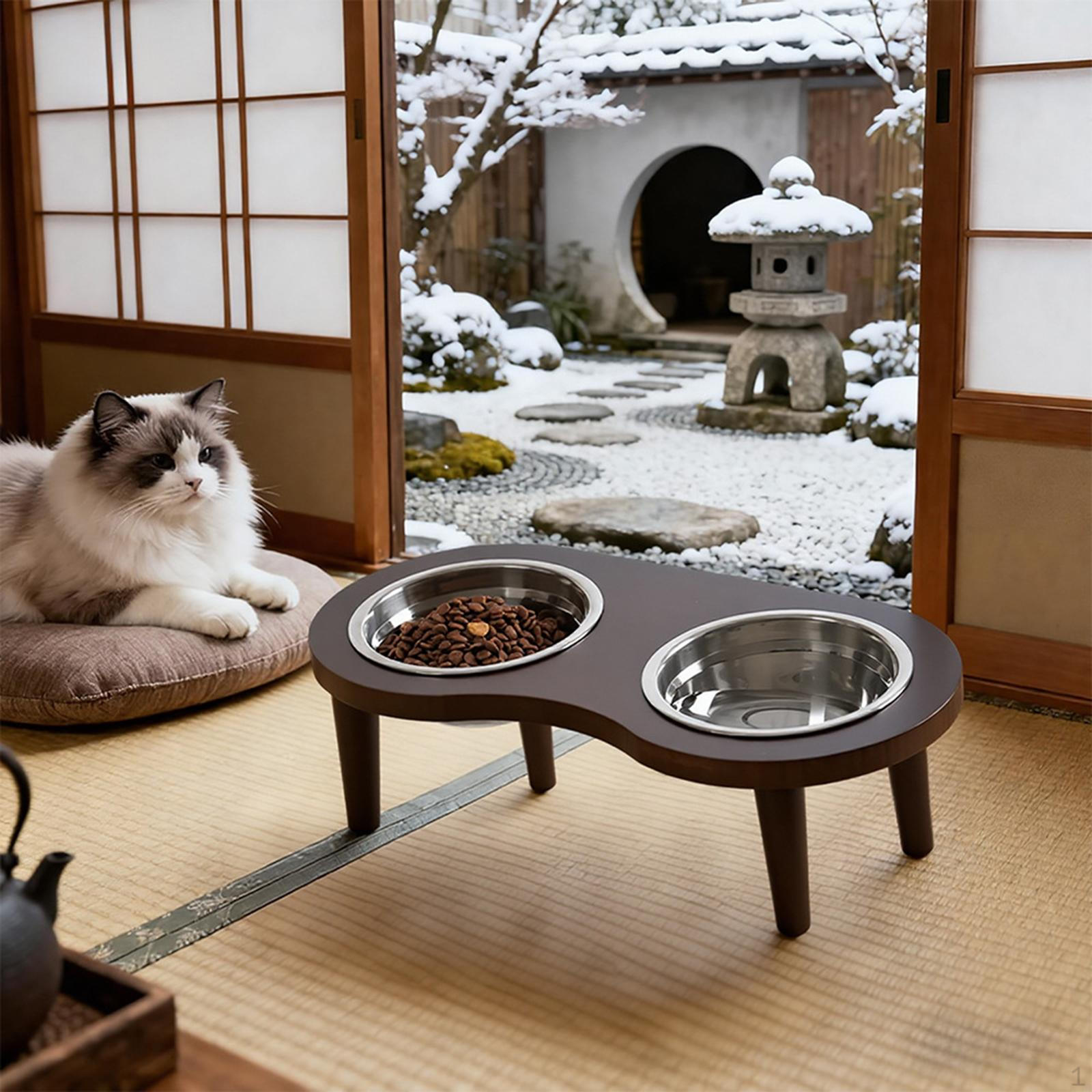 Elevated Cat Bowls Stainless Steel Bowls, Raised Food and Water Dish, Feeding Station for