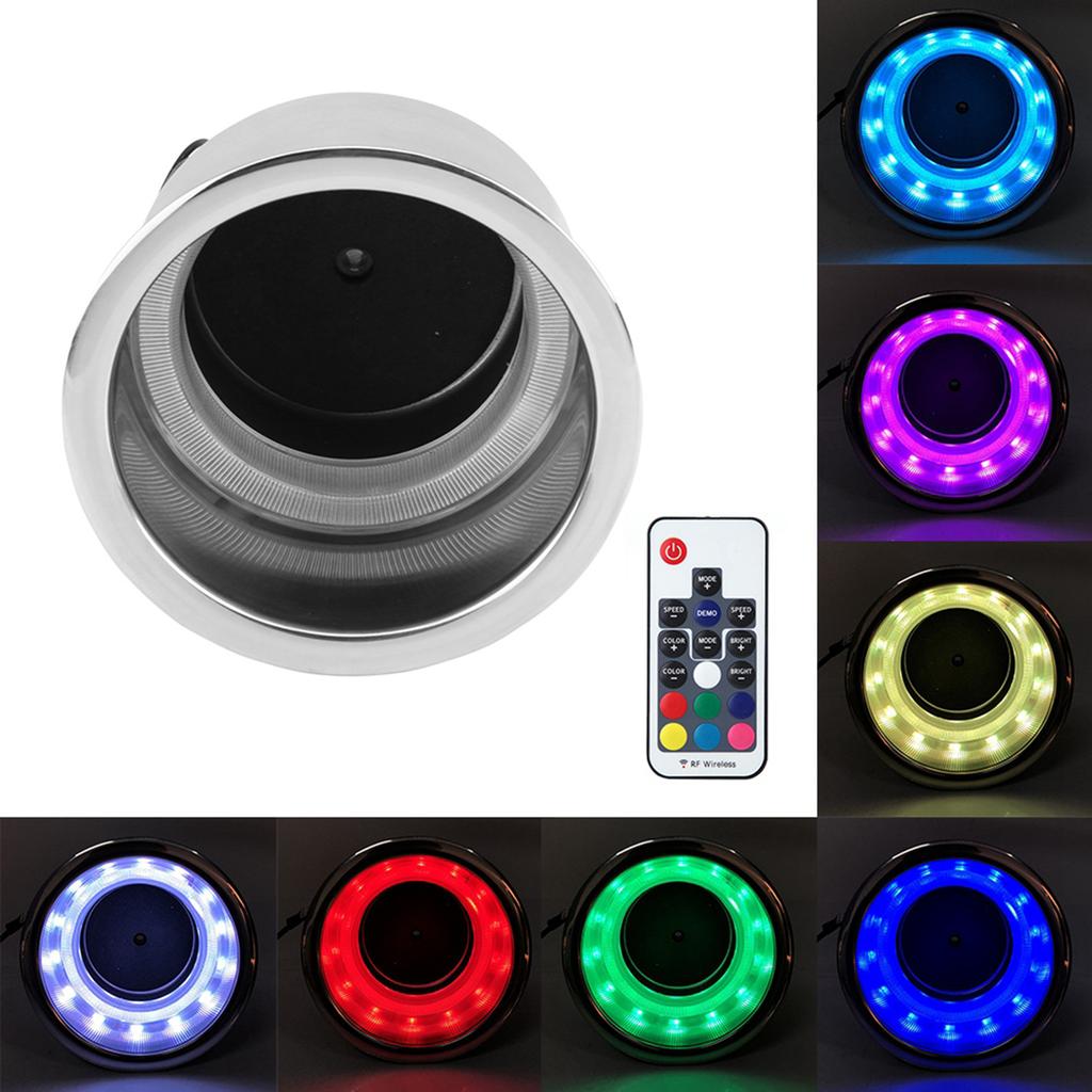 Stainless Steel LED RGB Drink Cup Holder with Remote Control? for Marine RV Truck