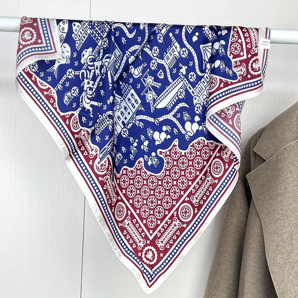 Silk Silk Scarf Chinese Square Scarf Women'S Versatile Spring And Autumn High-End Silk Gift 100% Mulberry Silk Foreign Style Scarf