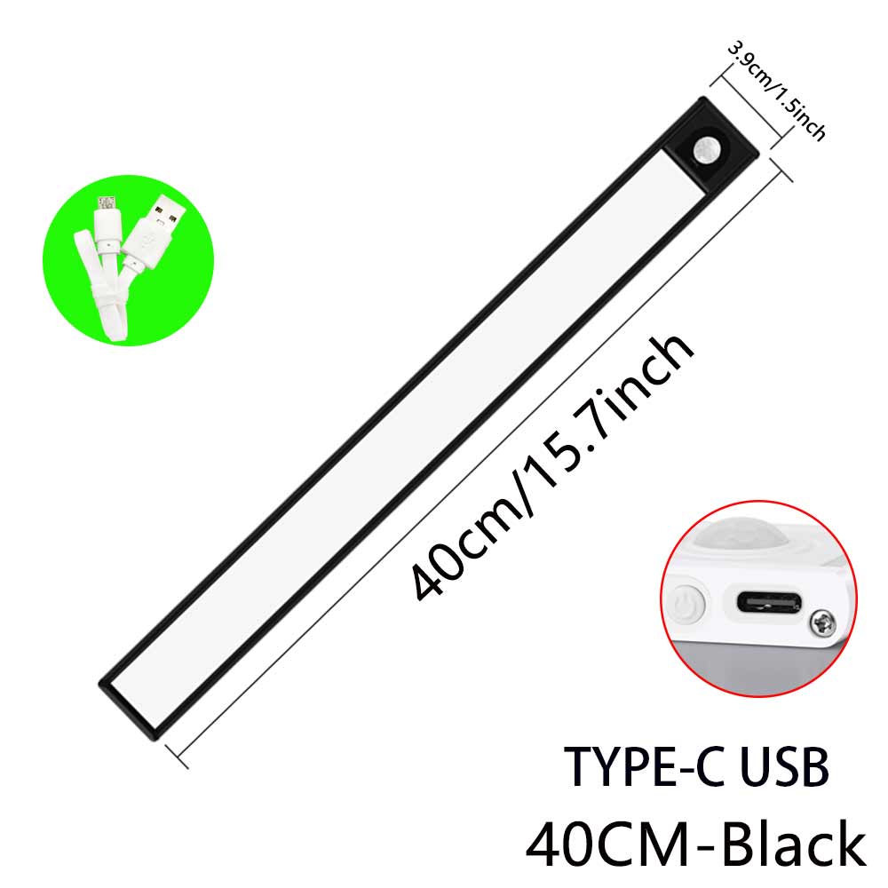Night Light TYPE-C USB Lights Motion Sensor LED Three colors in one Lamp For Kitchen Cabinet Bedroom Wardrobe Indoor Lighting