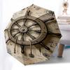 Nautical Wheel, Compass Themed Automatic Opening and Closing Umbrella, Brightly Colored 8-rib Portable Umbrella, Suitable for Men and Women,
