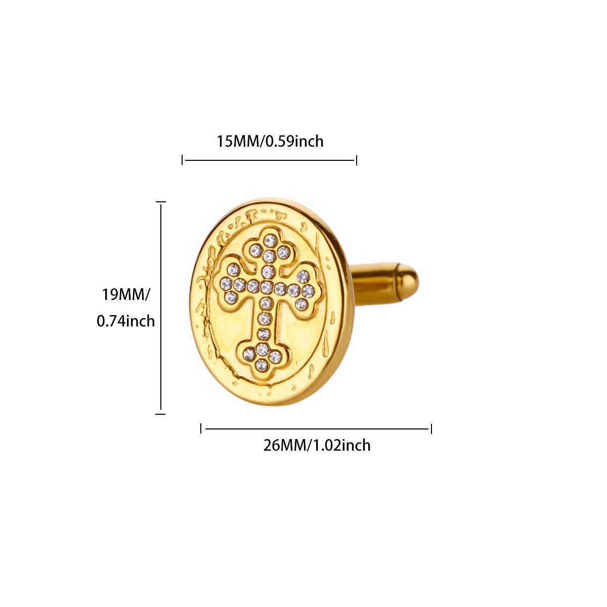 

Винтажные элегантные запонки-крестики из нержавеющей стали с микроинкрустацией цирконами, покрытые золотом К, запонки для рубашки, декоративные аксессуары 18K