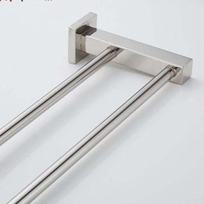 Porte-serviettes Double - YYV - 60 cm - Acier Inoxydable - Auto-adhésif ou Mural - Contemporain