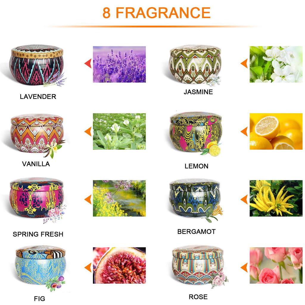 Buy Scented Candles Gift Set,Natural Soy Wax Portable Travel Tin Candle ...