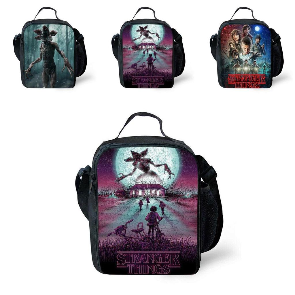 Stranger Things Insulated Lunch Box Bag Durable Oxford Backpack For Outdoor Picnic And Beach With Smooth Zipper