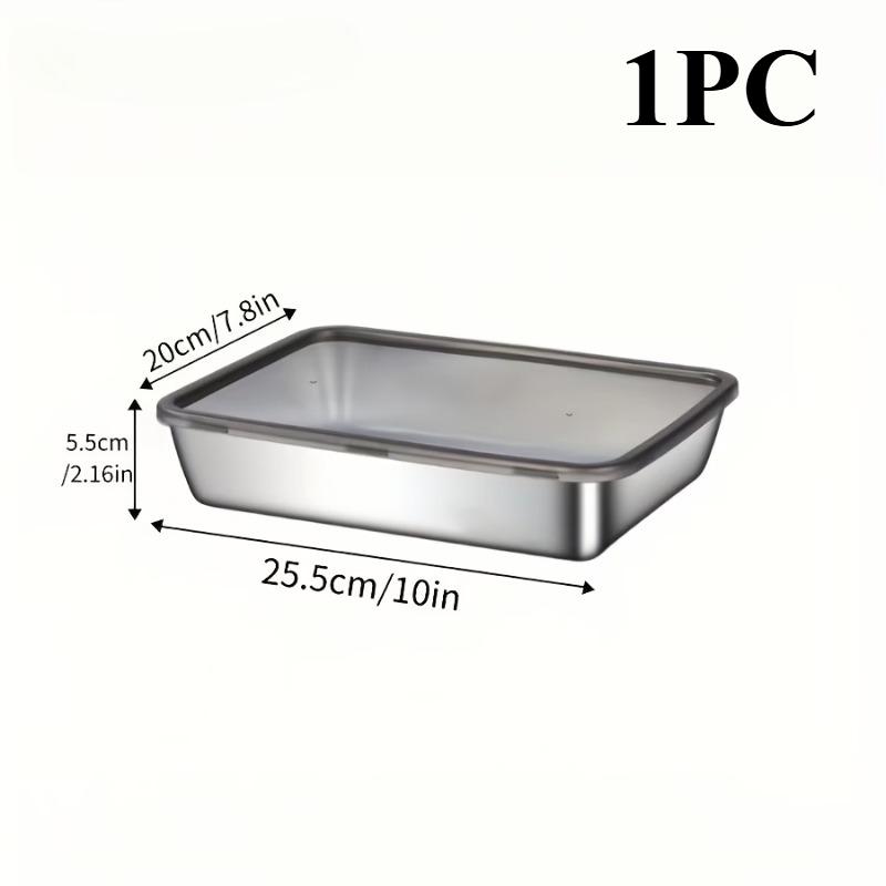 

1-6Pcs Stainless Steel Food Containers with Black Lids, Kitchens Accessories, Holds Knifes, Stackable Kitchen Meal Prep Storage