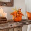 Reusable Fall Party Supplies Pumpkin Table Ornament, Artificial Foam with Flower, Maple Realistic Pumpkins Leaves, Berry for Autumn Harvest