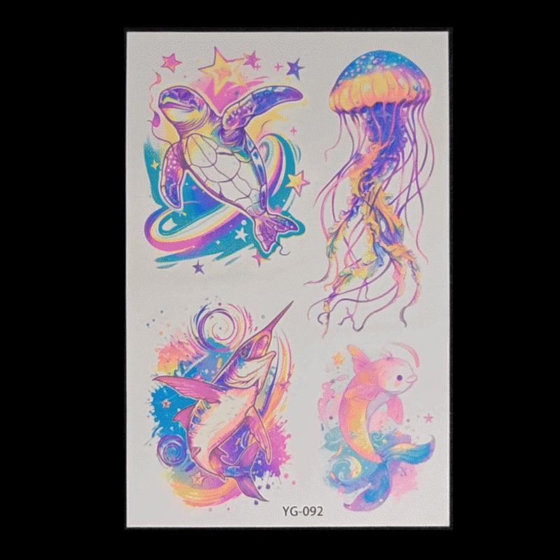 's New Fluorescent Butterfly Tattoo Sticker Music Festival KTV Concert Party Disposable Waterproof