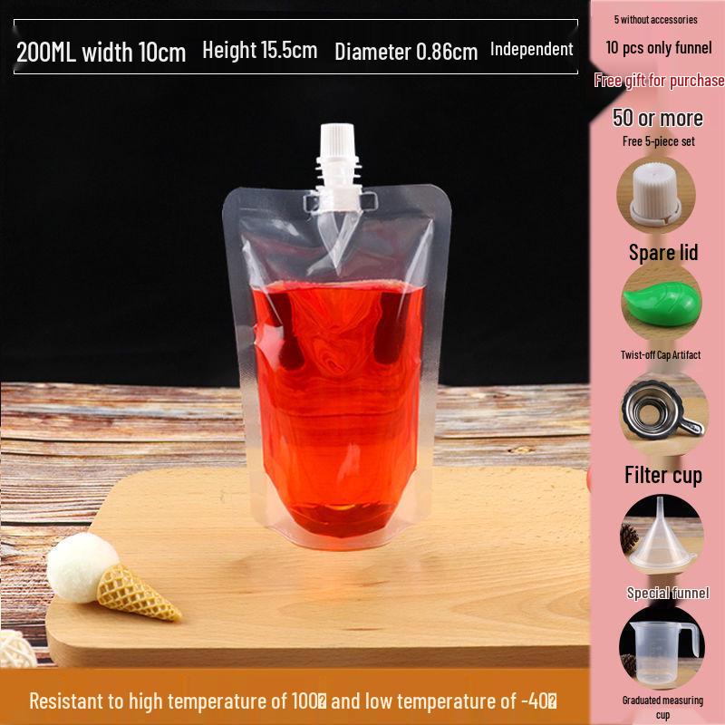 Soy Milk Stand-Up Spout Bag - Reusable, Transparent, Liquid-Safe, Large Diameter Packaging for Soups & Beverages