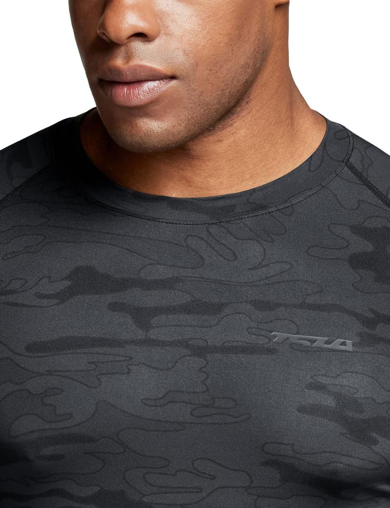 Tesla Long Sleeve Sports Set Compression Compression Wear for Base Men's Undershirt, 3-Piece [UV Protection, Sweat-Wicking, Quick-Drying], Shirt,