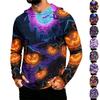 Men's Long Sleeve Hoodie with Sun Halloween Print Pullover