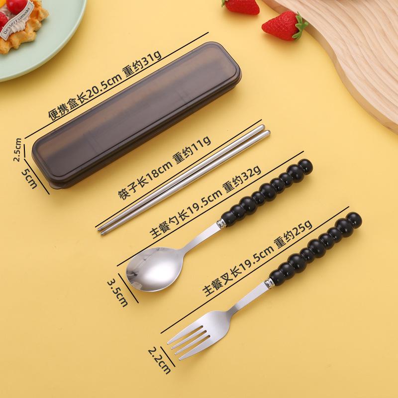 Cute Cartoon High-Value 410 Stainless Steel Cutlery Set: 3-Piece Set with Chopsticks, Fork, and Spoon