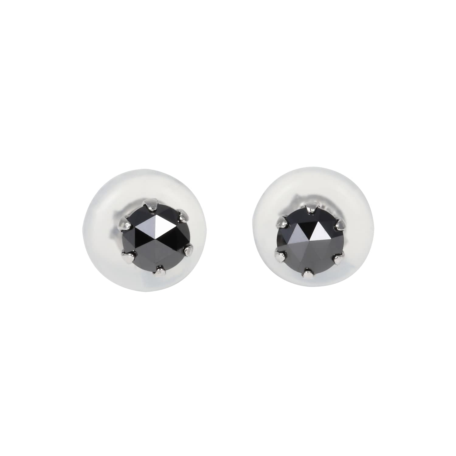 

Goods Platinum Pt900 earrings with black single rose for women and for both 2 pieces [Happy Shop] diamonds, stone, 3mm, 0.18ct, cut, men, ears, платиновий