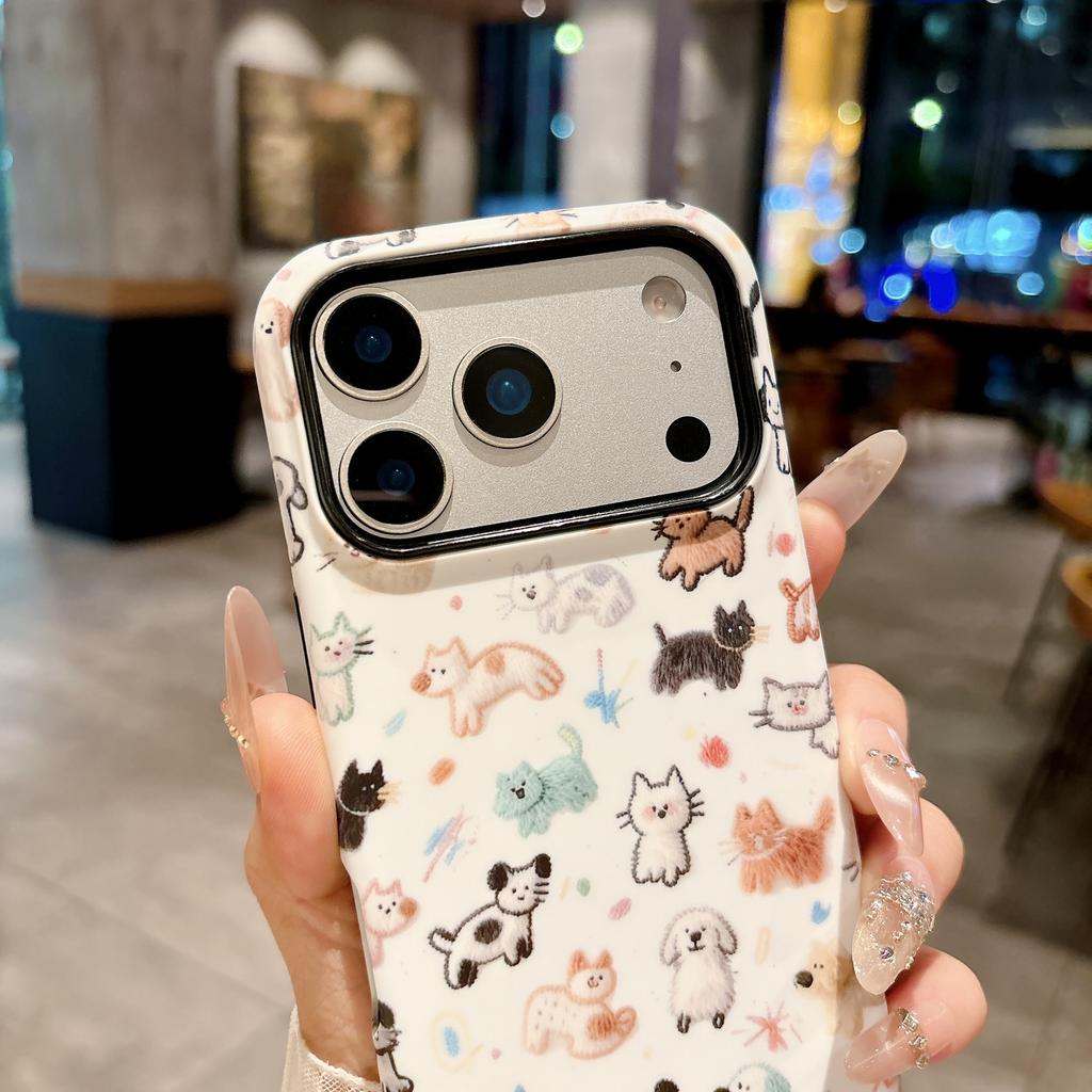 2-in-1 Filin Cat and Dog Zoo Suitable for Apple 17Promax Mobile Phone Case IP16/15pro Personalized 14 Sets