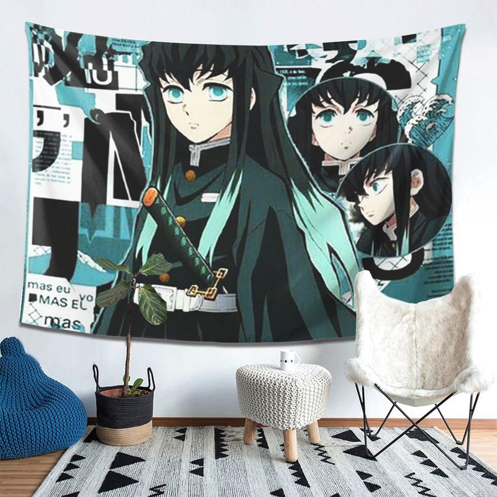 Demon Slayer Muichiro Tokitou Tapestry Wall Hanging Aesthetic Home Decoration Tapestries for Dorm Room