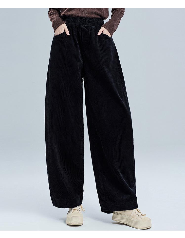 Damen Cord-Schlaghose mit hoher Taille - Frühling/Herbst Lässige lockere Passform