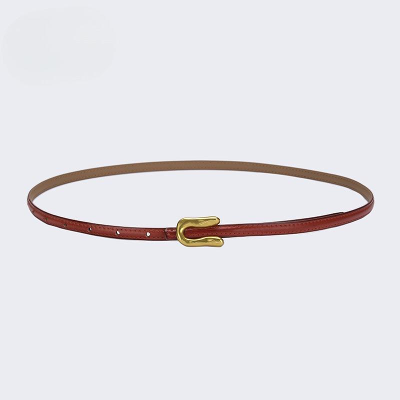 Belt for Women's Thin Jeans Shorts Ins Trendy Leather Narrow Belt Trousers Summer High Waist Soft Black Small Belt Narrow