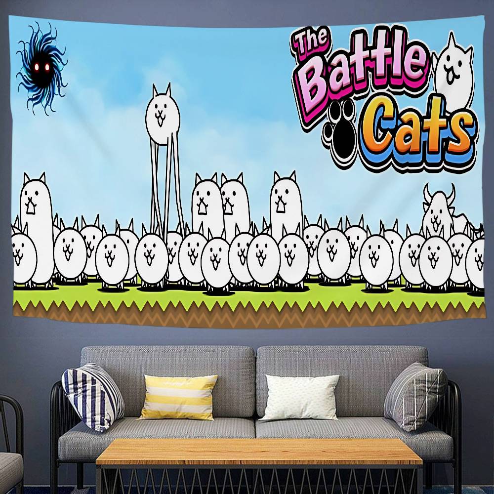 Arazzo Cartoon Gatto da Battaglia Arte Fantascienza Stanza Arredamento Casa Appeso a Parete Teli