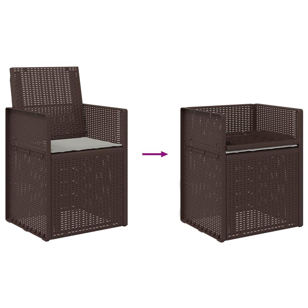 Garden Dining Chairs 2 Pcs Brown and Light Grey PP