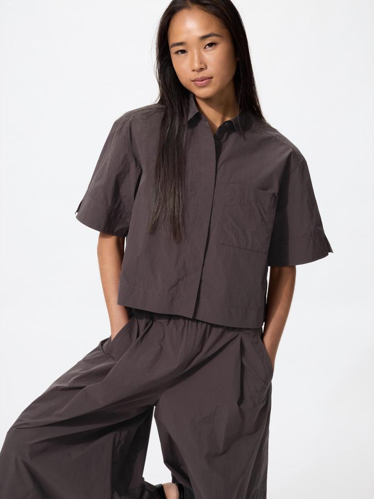 Uniqlo Japan Nylon Boxy Short Shirt 5 Minute Sleeve