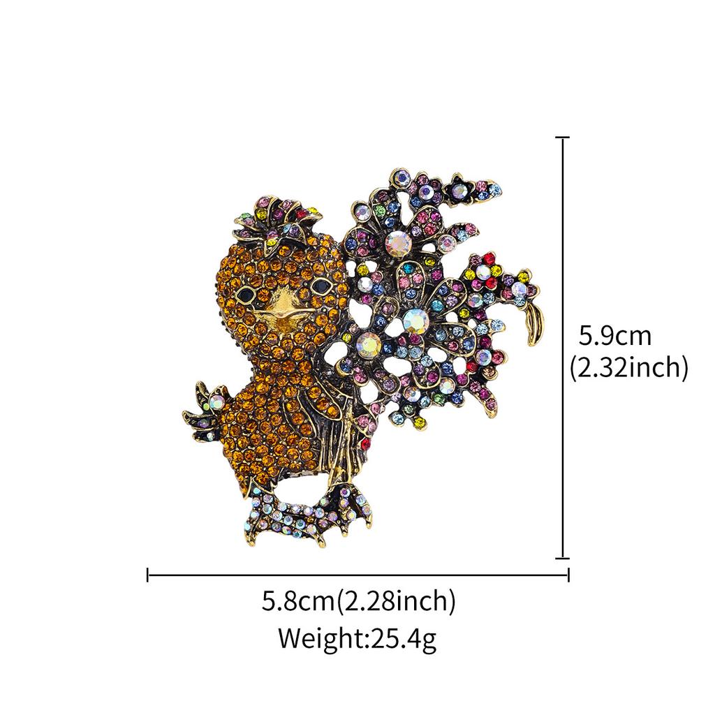 Creative Cartoon Animal Brooch Alloy Full Diamond Niche Design Bouquet Duckling Clothing Pin Cardigan with Accessories